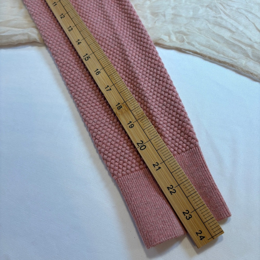 Loft Long Textured Sleeve Warm Pink Cotton Pullover Top Size M - Picture 7 of 7